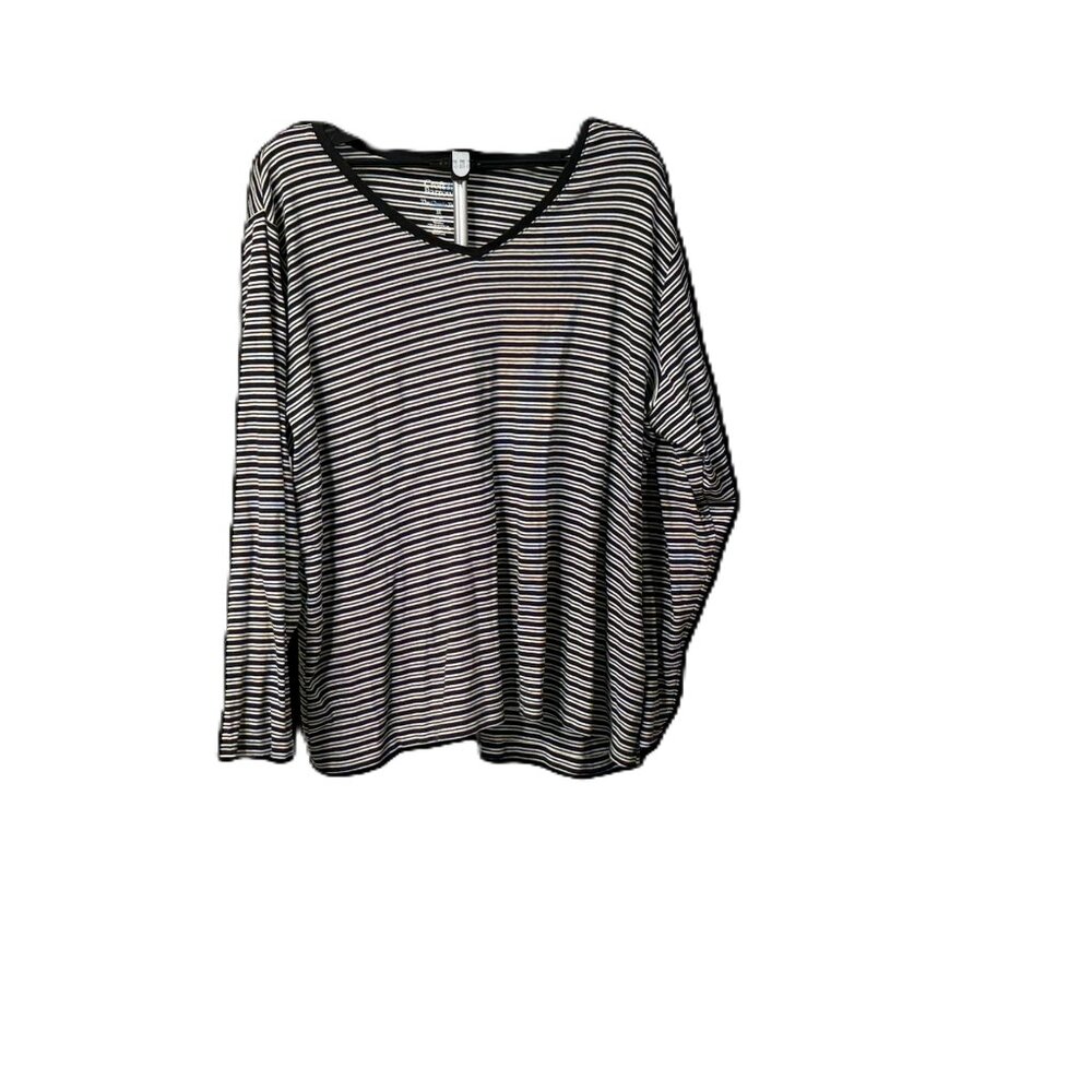 Women's Plus Size Croft & Barrow Black and White Striped Classic Tee - 3X